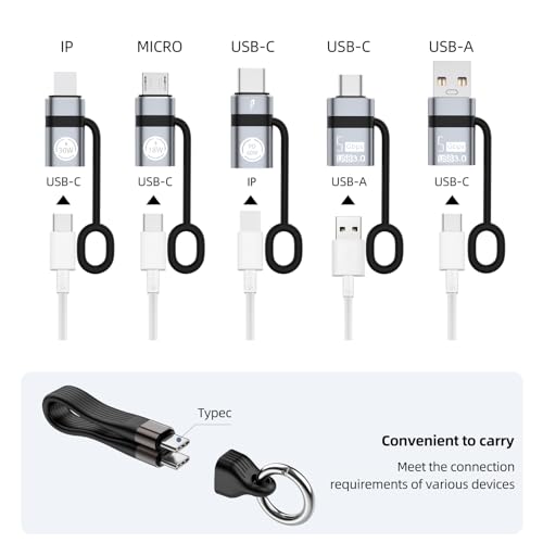 USB A to USB C 3.0 OTG Adapter, USB C to Micro Converter, IP to - Product Imagery