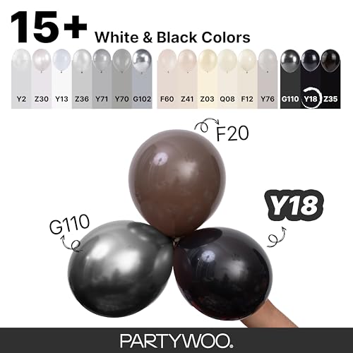 PartyWoo Black Balloons 140pcs Different Sizes of 18 12 10 5 Inch - Product Imagery