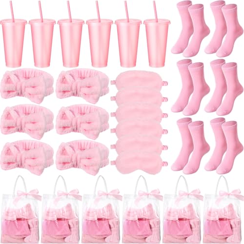 31 Pcs Spa Party Favors Pink Bow Headband Eye Mask Bridal - Suncalla Official Imagery - 1