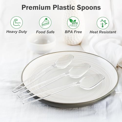 Dealusy 360 Count Clear Plastic Spoons Disposable - Product Imagery
