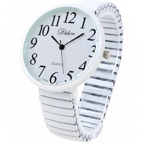 Geneva Super Large Stretch Watch Clear Number Easy Read (White) - Product Imagery