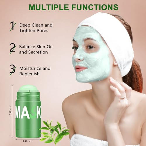 Green Tea Face Mask Stick for Face, Blackhead Remover with Green - Product Imagery