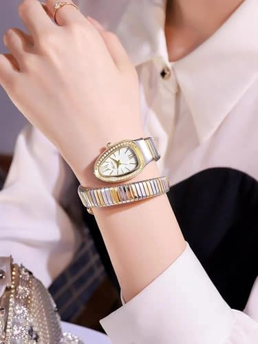 Classic Snake Shape Watch for Women Gold Silver Scaleable - Product Imagery