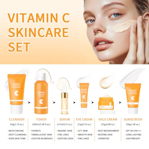 Baorder 6PCS Hydrating Skin Care Set with Vitamin C,Face Care - Product Imagery