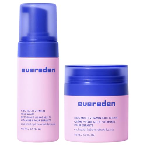 Evereden Kids Multi-Vitamin Face Wash & Cream Set, Vegan, Peach, - Product Imagery