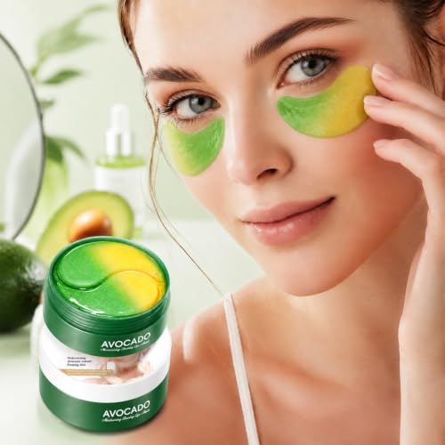 60PCS Avocado Under Eye Patches, Eye Masks for Dark Circles and - Product Imagery