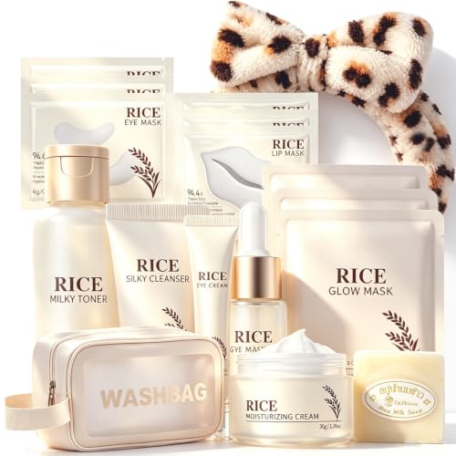 17PCS Korean Skin Care Set, Rice Skincare Set for Women, Kids - Product Imagery