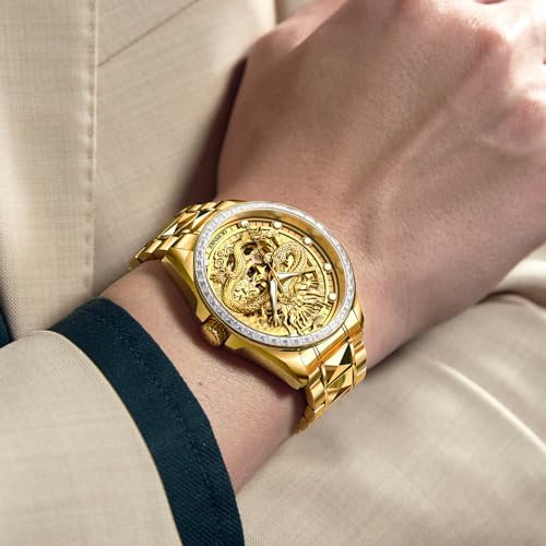 OUPINKE Dragon Skeleton Men's Wrist Watches Luxury Dress - Product Imagery