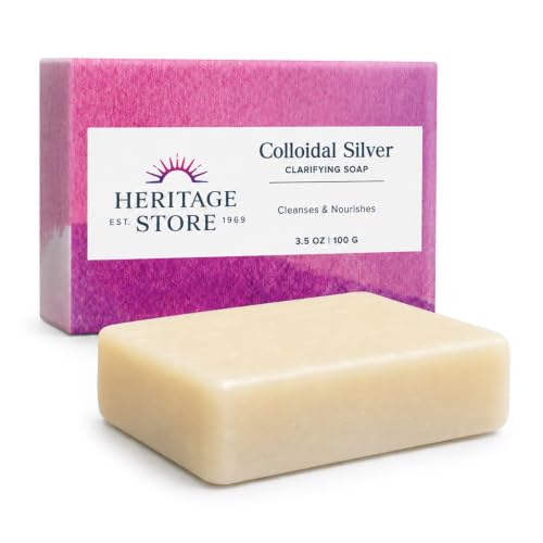 Heritage Store Colloidal Silver Soap Bar, Gentle Face & Body - Product Imagery