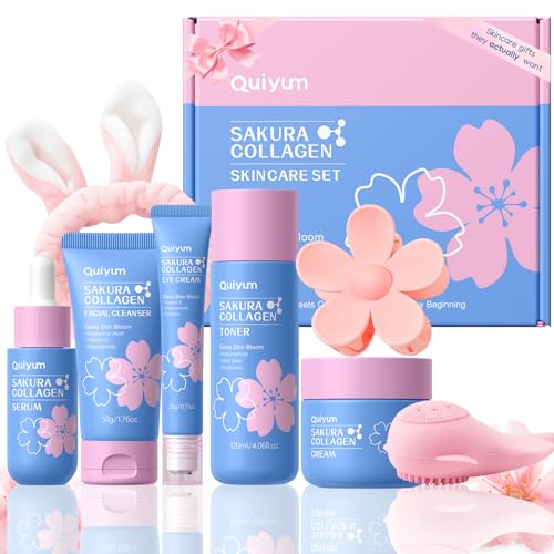 Sakura Collagen Skincare Set - 8-Piece Glass Skin Routine for - Product Imagery