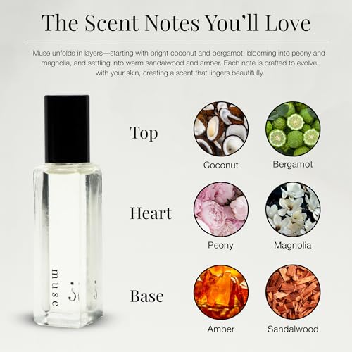 Riddle Muse Roll On Perfume Oil for Women, Sweet Floral Coconut - Product Imagery