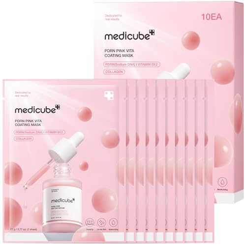medicube Salmon DNA PDRN Pink Vitamin Coated Sheet Mask 10EA - Product Imagery