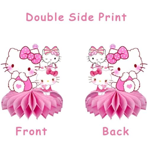 For Kitty Birthday Party Supplies , 9Pcs Honeycomb Centerpieces - Product Imagery