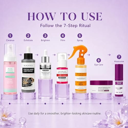 Skincare Routine Set - Facial Care Kit with Cleanser, Serums,... - Product Imagery