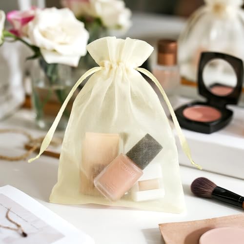 joycraft Organza Bags 4x6 inch - Ivory Drawstring Gift Packaging - Product Imagery