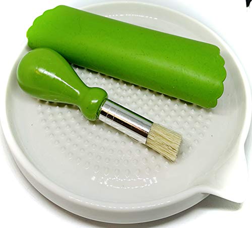 Premium Ceramic Garlic Grater Plate Set - Large White Modern - Product Imagery