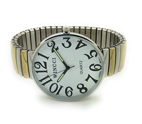 Mens Ladies Jumbo Big Numbers Stretch Elastic Band Fashion Watch - Product Imagery