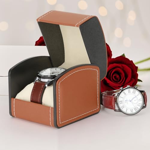 Luxury Single Watch Gift Box with Removable Pillow, PU Leather - Product Imagery