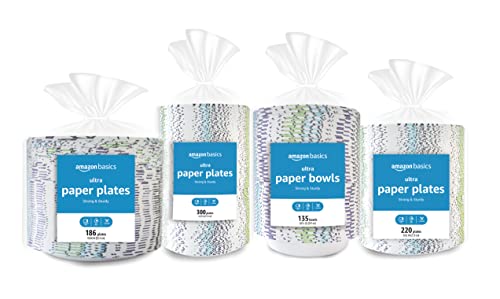 Amazon Basics Ultra Paper Plates, 10 Inch, Disposable, 372 Count - Product Imagery