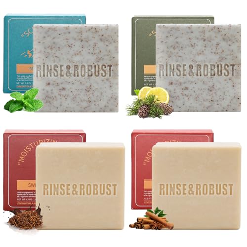 Rinse & Robust Mens Bar Soap Cleansing Bar Moisturizing & Exfoliating Scrub - Rinse & Robust Official Product View 1