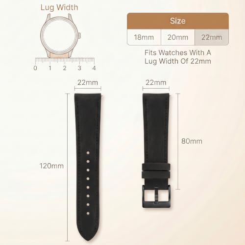 Amaxiu Quick Release Watch Band, Leather Replacement Strap, - Product Imagery
