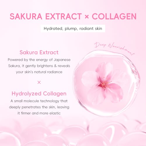 Sakura Collagen Skincare Set - 8-Piece Glass Skin Routine for - Product Imagery