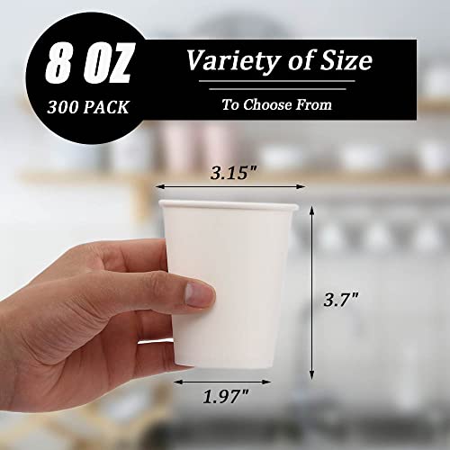 Lamosi 300 Pack Paper Cups 8 oz, Disposable Coffee Cups, Paper - Product Imagery