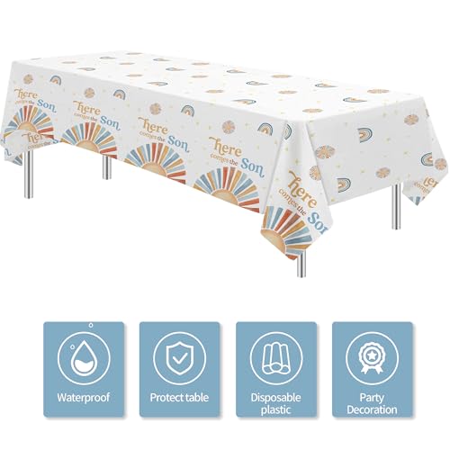Sunshine Here Comes The Son Baby Shower Decorations Tablecloth, - Product Imagery
