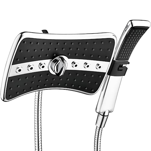 BRIGHT SHOWERS High Pressure Dual Shower Head Combo, Handheld - Product Imagery