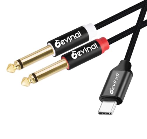 Devinal USB C to 1/4" inch Audio Cable, Type C to Dual 6.35mm TRS by Devinal - Angle View 1