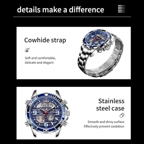 Men Luxury Dual Display Luminous Waterproof Analog Quartz - Product Imagery