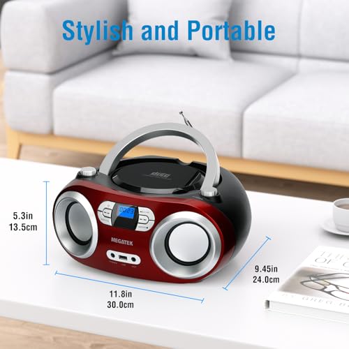 MEGATEK Portable CD Player Boombox with Bluetooth & FM Radio – - Product Imagery