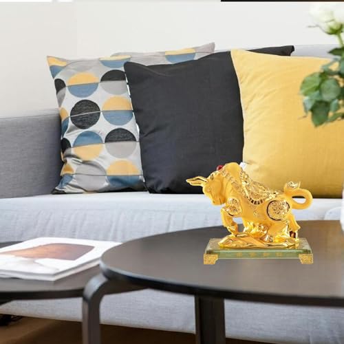 Feng Shui Chinese Zodiac OX Year Golden Resin Collectible - Product Imagery