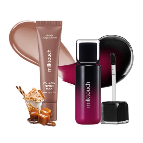 MILKTOUCH Black Peel Off Lip Tattoo #02 Black Plum + Collagen Lip Balm #Caramel - MILKTOUCH Official Product View 1