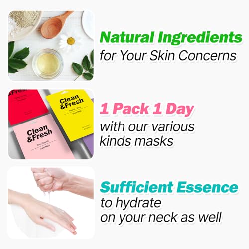 EUNYUL Clean & Fresh Sheet Mask Set, Pack of 10, 0.74 fl oz - Product Imagery