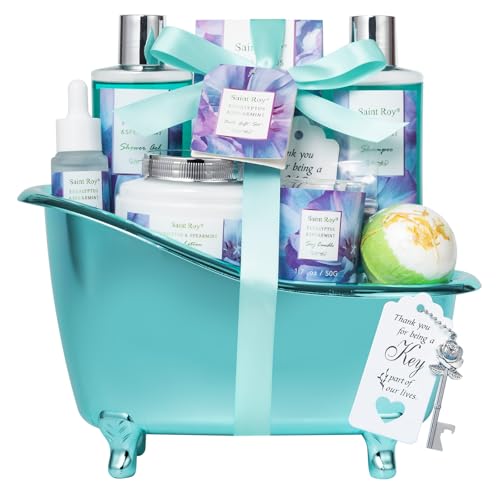 Bath and Body Basket Set EUCALYPTUS Mint Spa Gift Basket for - Saint Roy Official Imagery - 1
