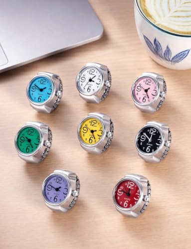 4Pcs Ring Watch for Women Men, Elastic Adjustable Finger Watch - Product Imagery
