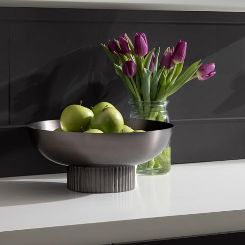 Kate and Laurel Rooks Ribbed Decorative Metal Bowl, 12 Inch - Product Imagery