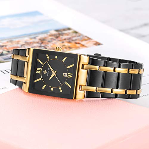 WWOOR Square Watches for Men Stainless Steel Mens Square Watch - Product Imagery
