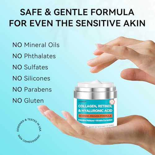 Retinol Face Cream with Collagen & Hyaluronic Acid - Anti Aging - Product Imagery