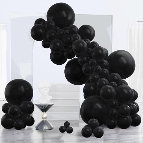 PartyWoo Black Balloons 140pcs Different Sizes of 18 12 10 5 Inch - Product Imagery