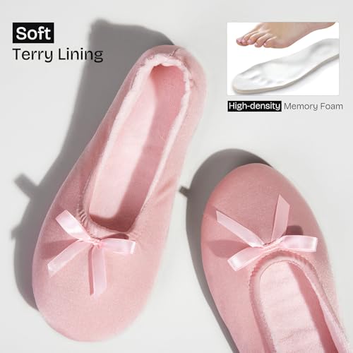 EverFoams Women's Satin Ballerina Slippers Memory Foam House - Product Imagery