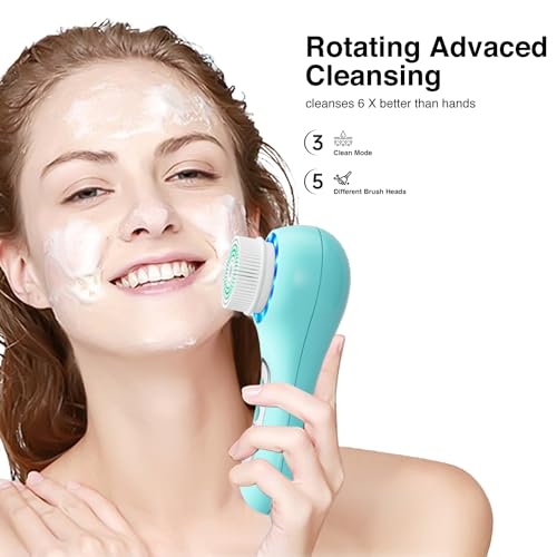 Electric Facial Cleansing Brush, 2-Way Rotating Face Scrubber - Product Imagery