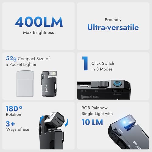 WUBEN G5 Rechargeable EDC Flashlight, Mini Flat Bright Pocket - Product Imagery