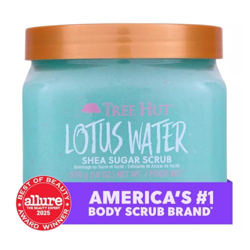 Tree Hut Shea Sugar Scrub, Lotus Water, 18 oz - Product Imagery