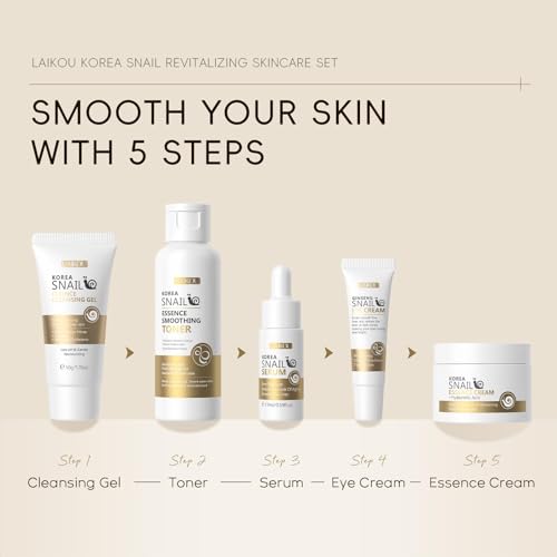 LAIKOU Korean Skin Care, Skin care set, Snail Skin Care Kit 5pcs - Product Imagery