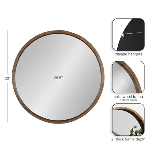 Kate and Laurel Hutton Round Decorative Wood Frame Wall Mirror, - Product Imagery