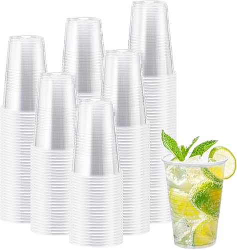 Lamosi 300 Pack 12 oz Clear Plastic Cups, Disposable Cold - Product Imagery