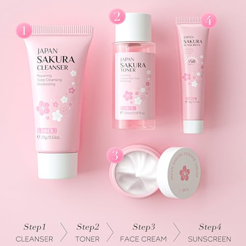 Sakura Travel Skincare Set for Teenage Girls - Face Routine Set - Product Imagery