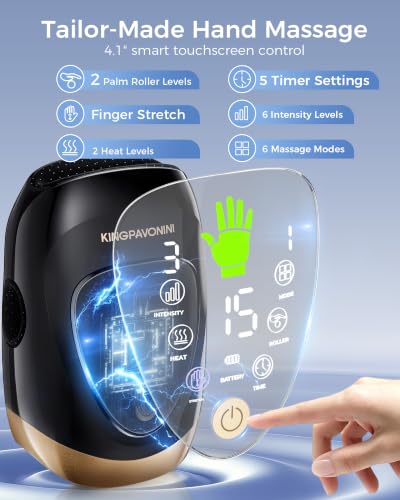 Hand Massager with Heat and Compression, Model HM01, Black - Product Imagery